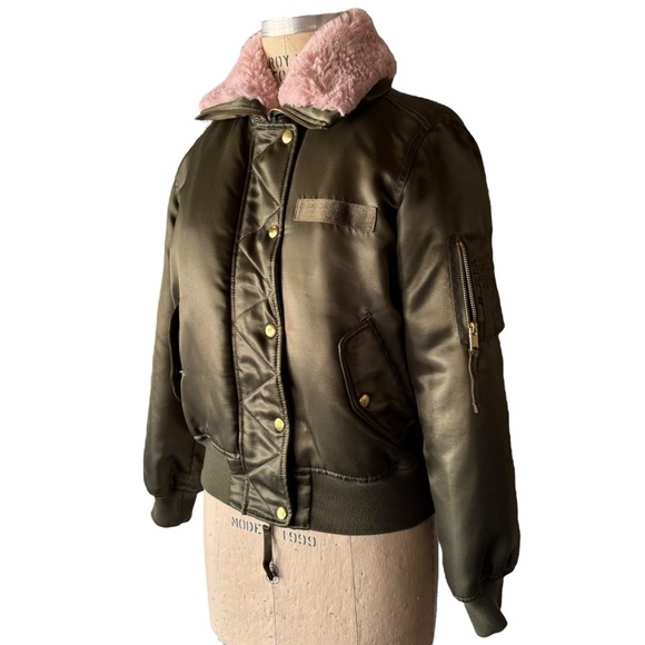GAP Green and Pink Fur Bomber Jacket - Picture 6 of 7